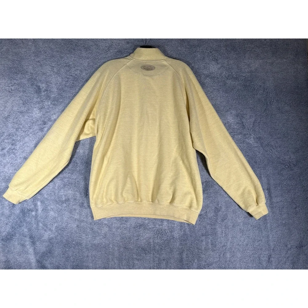 Straight Down Mens Yellow Fleece Quarter Button Pullover Mock Neck Made in USA L